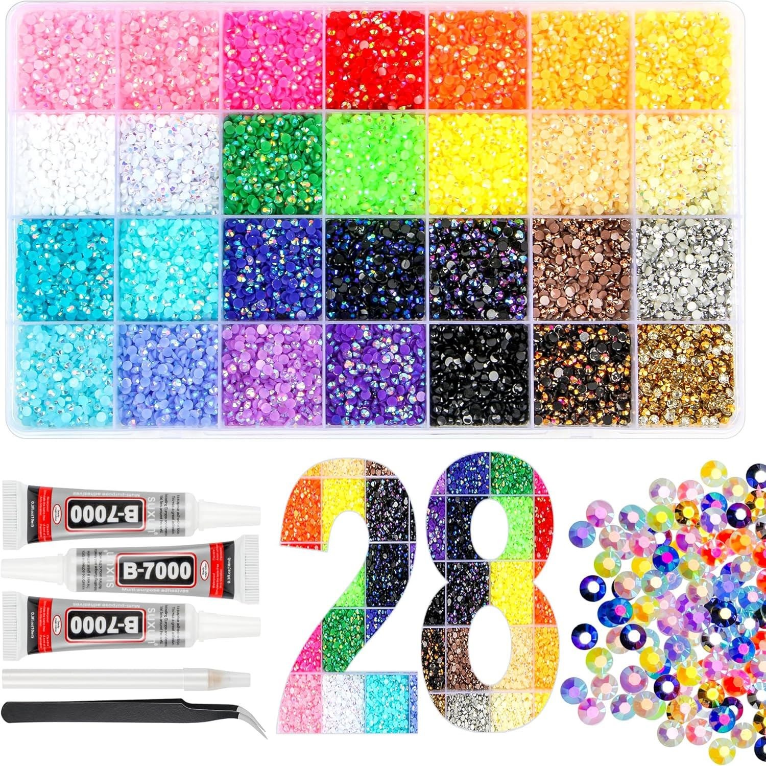 32000Pcs Resin Jelly Rhinestones for Bedazzling Kit 28 Colors 3mm Flatback Gems