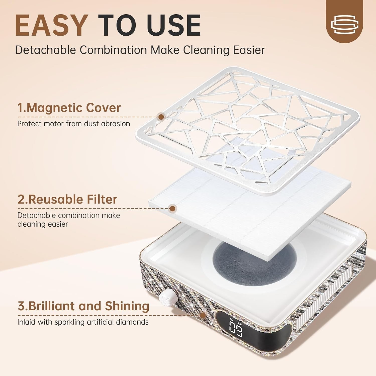 Cordless Nail Dust Collector Powerful Vacuum Fan Acrylic Nail Dust Extractor