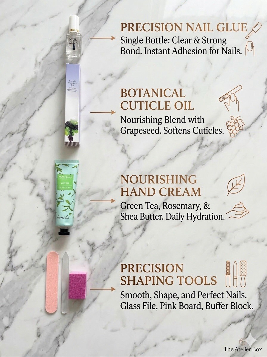 SADOER Press-On Nails and Face Mask Nail Care Set Full Size Vitamin C Hydrating