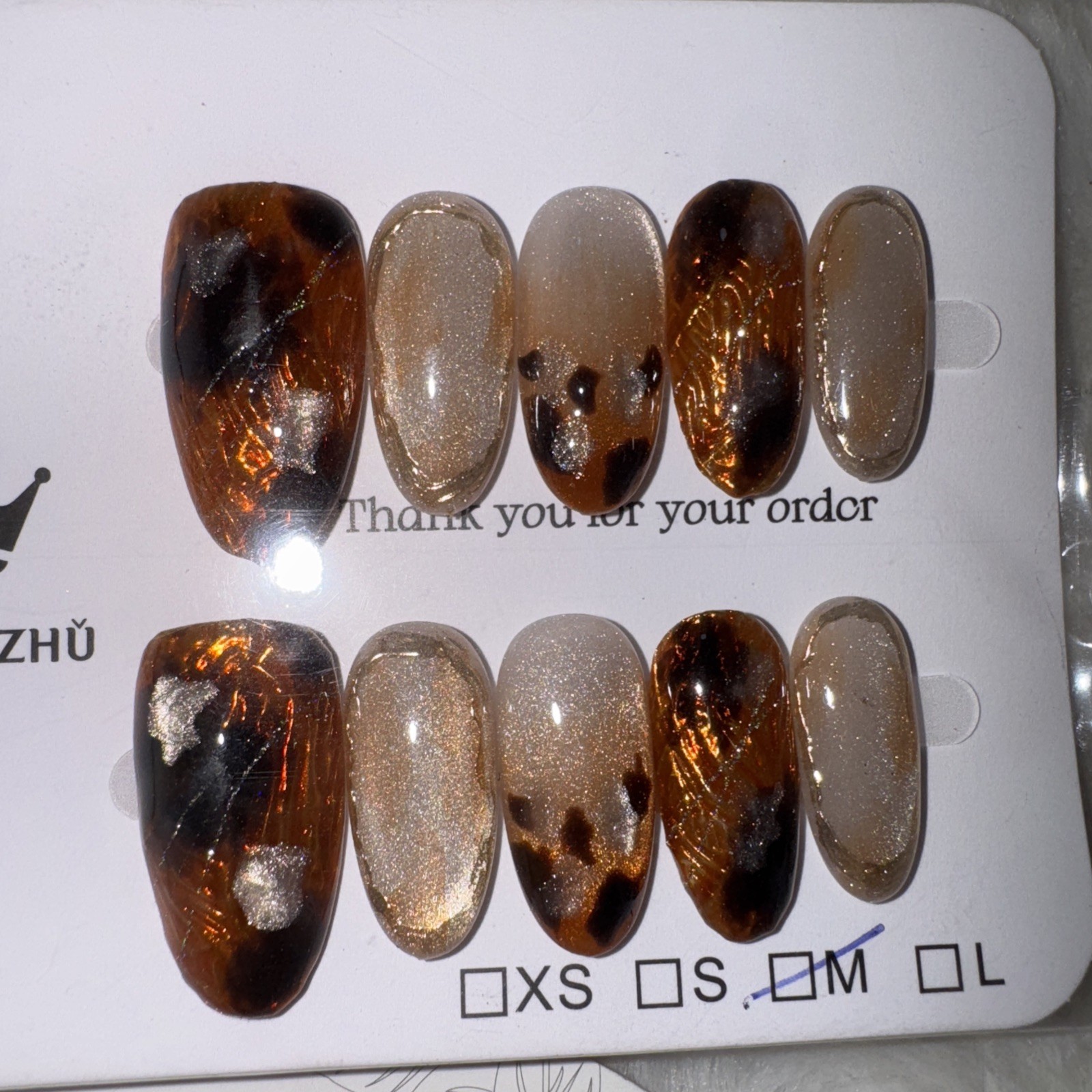 4 Packs Of 10pcs Almond Press On nails | 3D Unique Designs| Size M | Reusable (7
