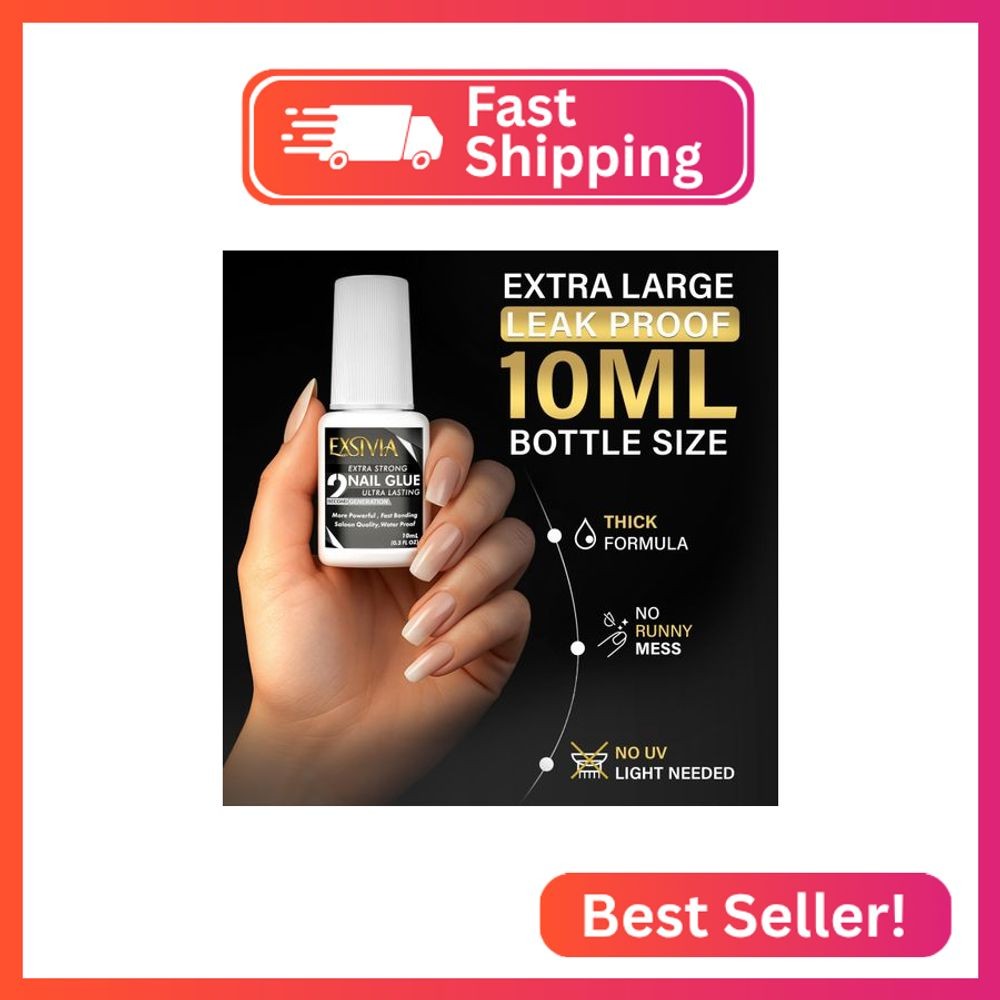 Super Strong Nail Glue for Press On Nails, Acrylic Nails & Nail Tips (10ml),Extr