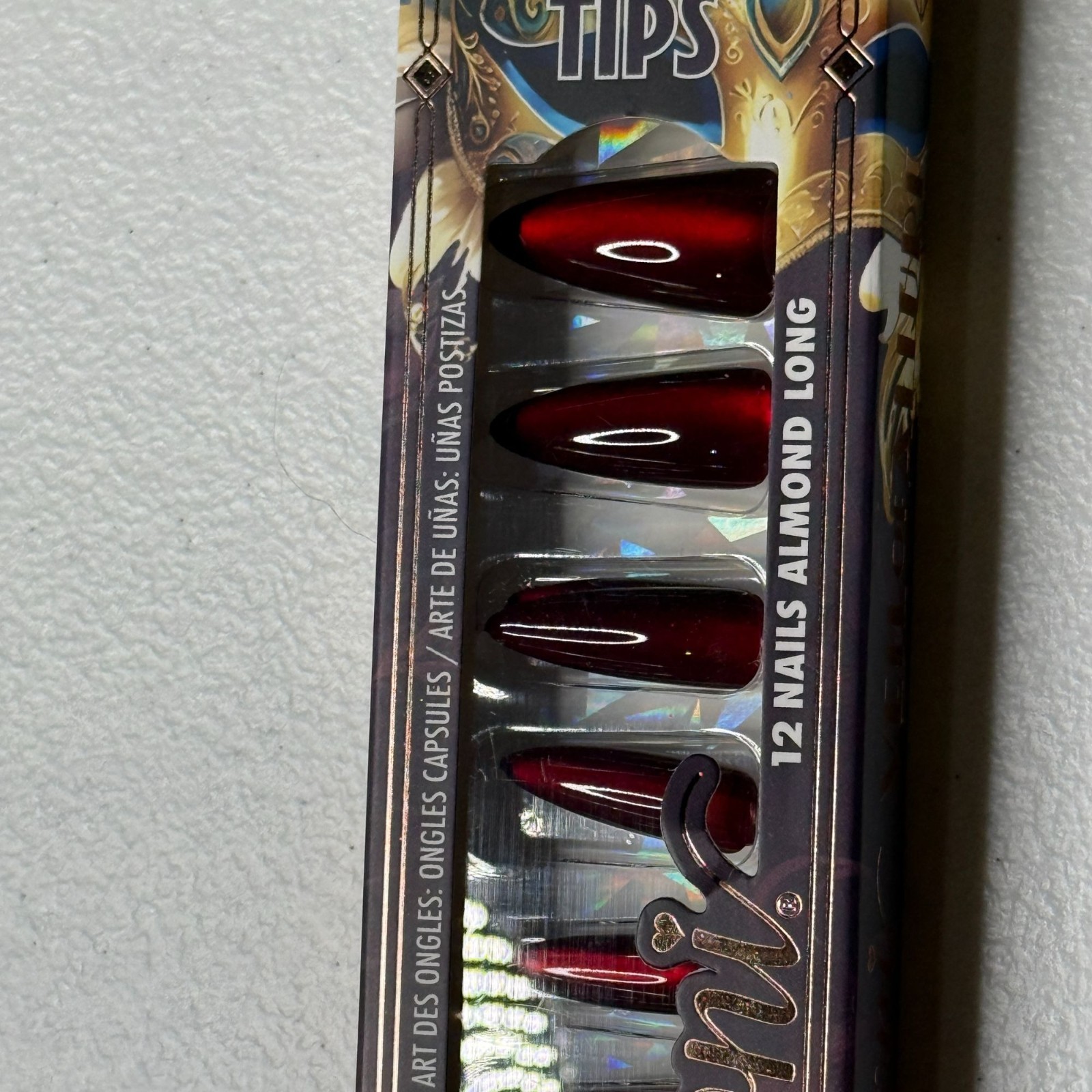 Ioni Press On Nails Almond Long Burgundy Gloss 12pc False Nails NWT