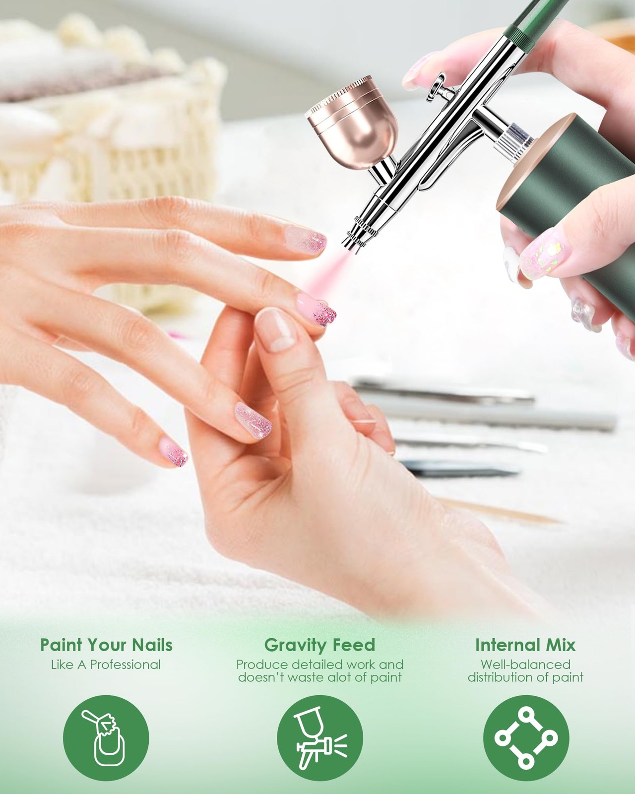 Portable Cordless Airbrush Kit for Nail Art Makeup