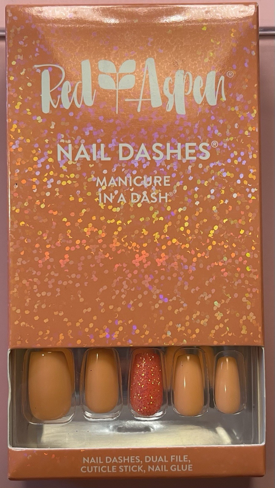 Red Aspen Press On Nails, Medium Coffin, Kailani’s Living Coral
