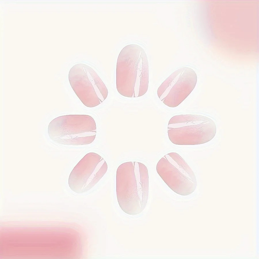 24PCS Press On Nails Square Gradient Blue Fake Nails With Long Acrylic Gloss