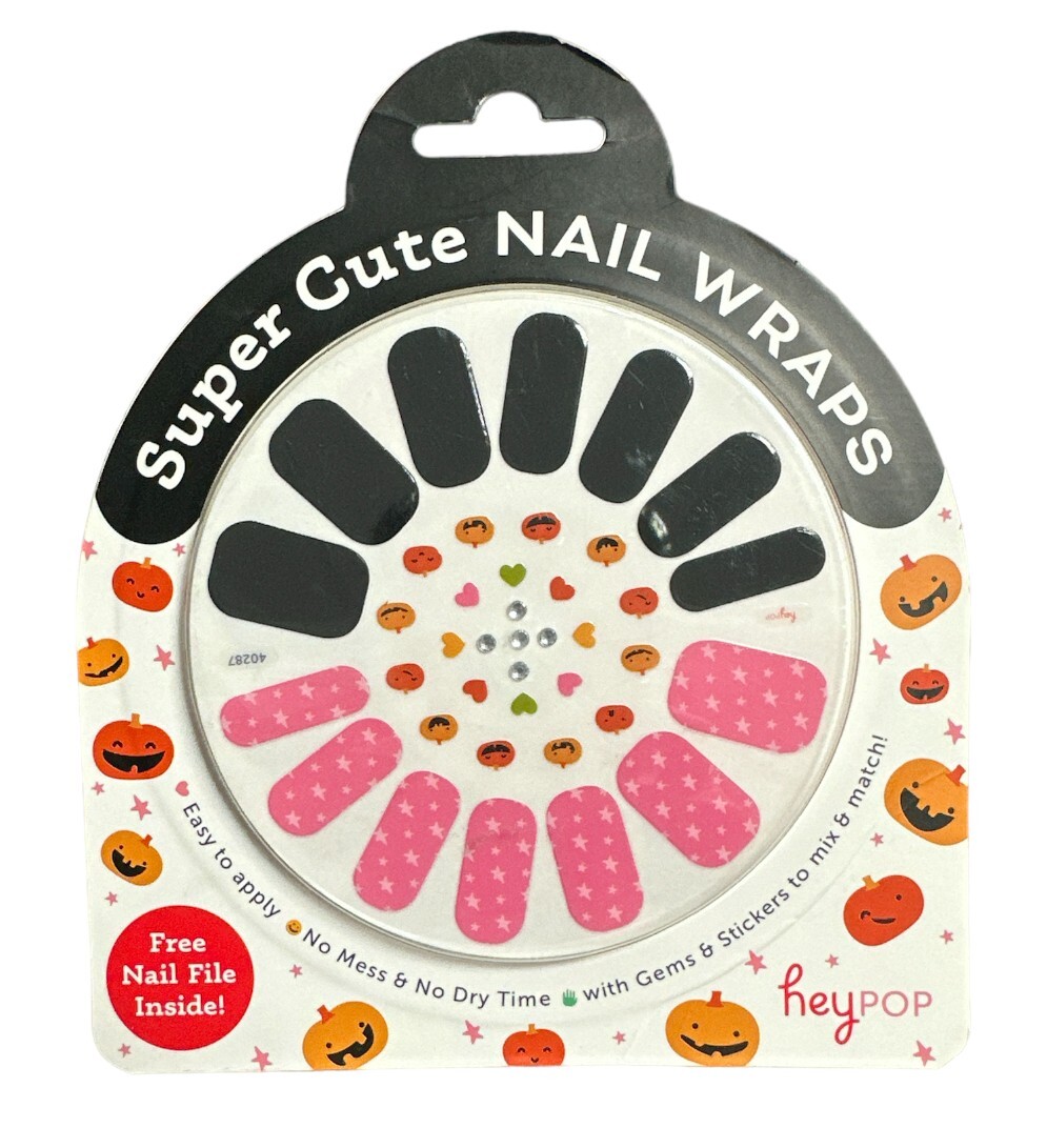 heypop Super Cute NAIL Wraps & Stickers – Pumpkins w/Gems & Stickers to Mix