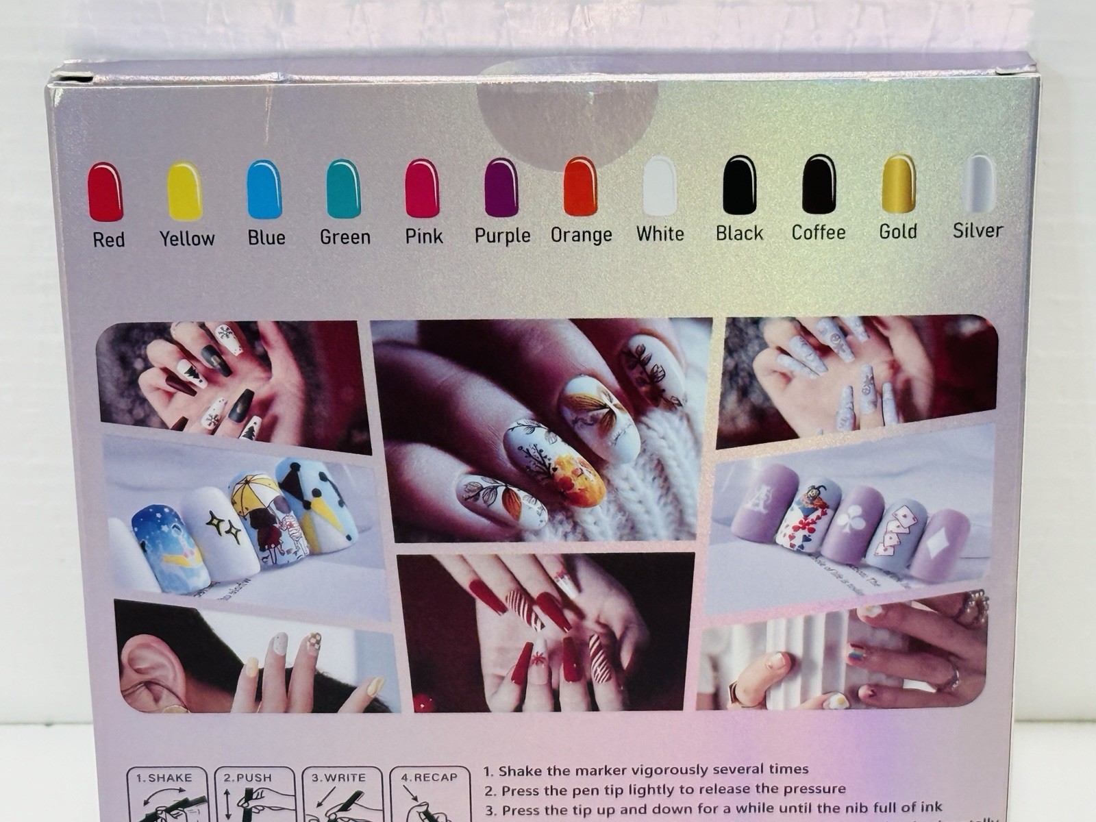 Nail Art Marker Set 12 Color Water-Based Quick Dry Solid Colors for Nail Art