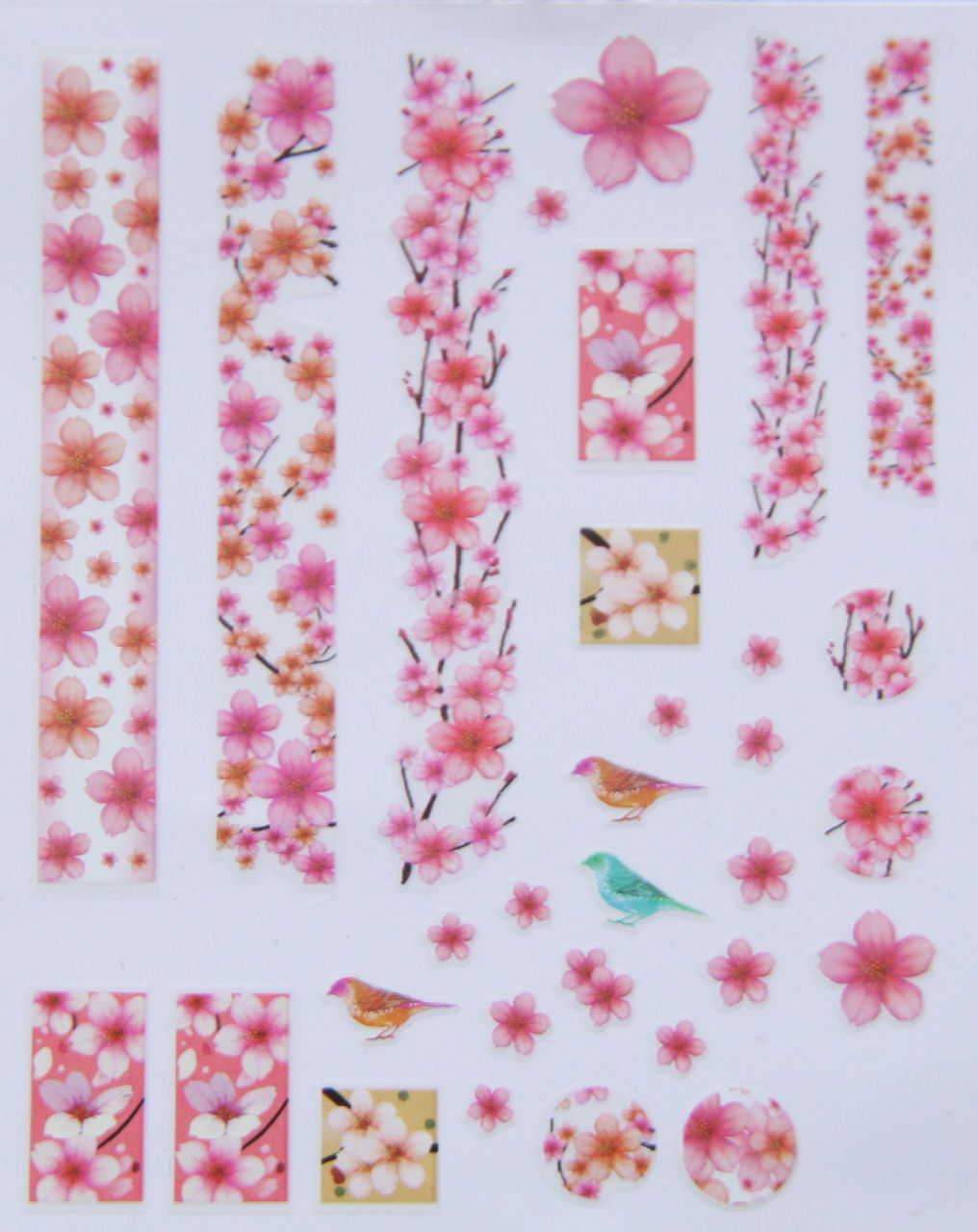 Cherry Blossom Flower Nail Art Stickers Pink Floral decoration Craft Supplies