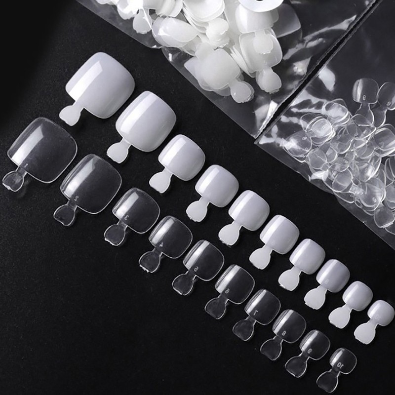 500Pcs False Fake Artificial Toe Nails Tips French Foot Tips Toenails Manic F6
