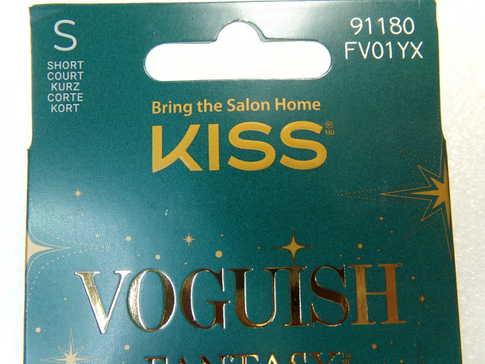 Kiss Voguish Fantasy, Glue On Nail Short Nude with Red & Green Christmas Tree