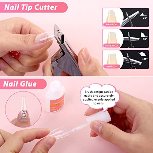 600PCS Clear Coffin Nail Tips Set Clear Acrylic Full Cover Nail Tips Set-Clear