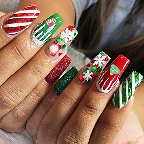 Christmas Nail Glitter Sequins, 24 Grids Holographic Nail Art Flakes Snowflake