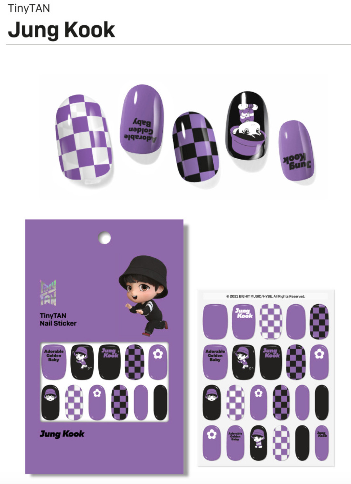 BTS TinyTAN Nail Stickers K-Pop Korean Nail Art Decal Set