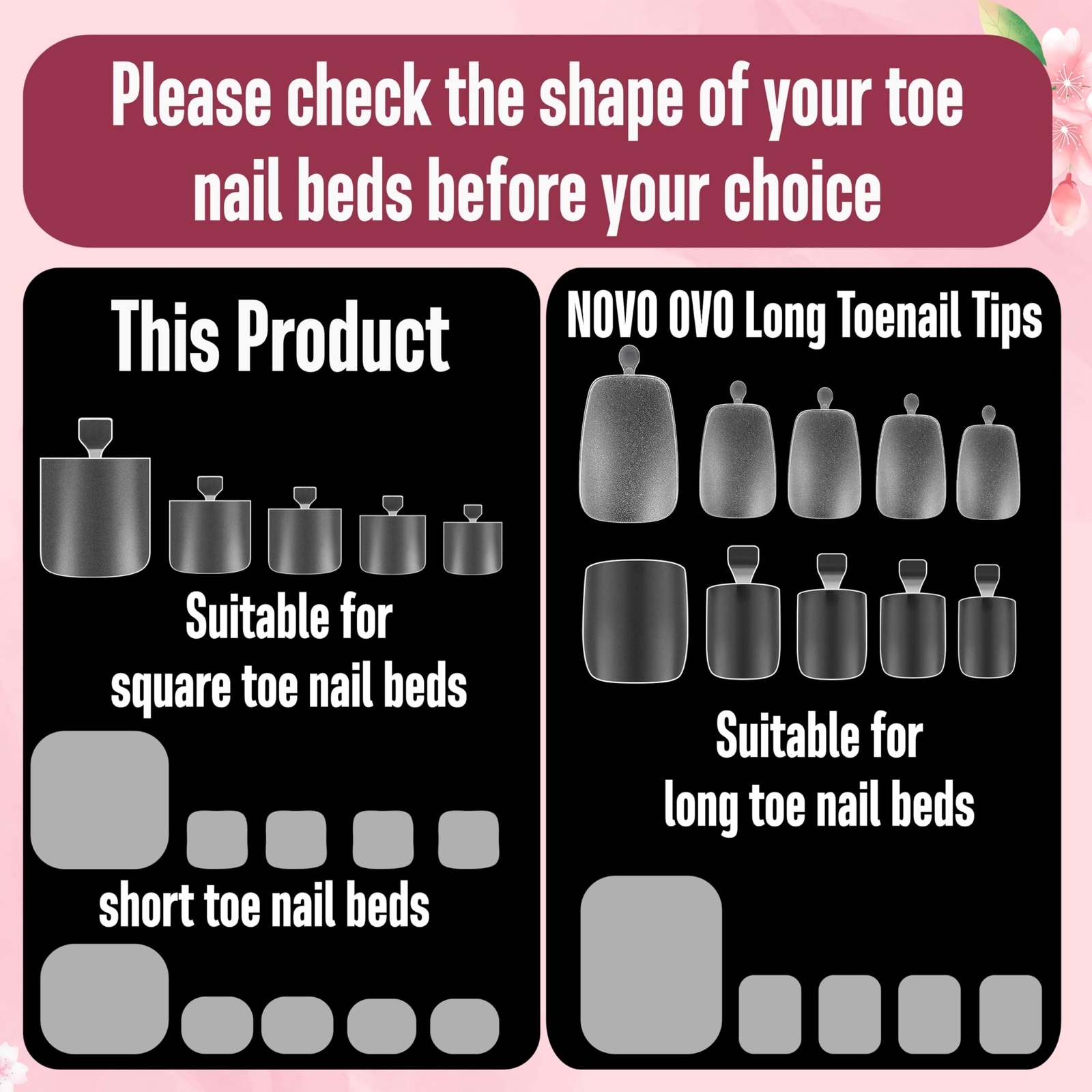 Sharp Square Toe Nail Tips Press on Full cover, Soft Gel False Toenail Extension