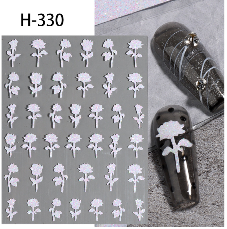 3D Sparkly Glitter Butterfly Bow Bunny Rabbit Flame Nail Art Decal Sticker NS49