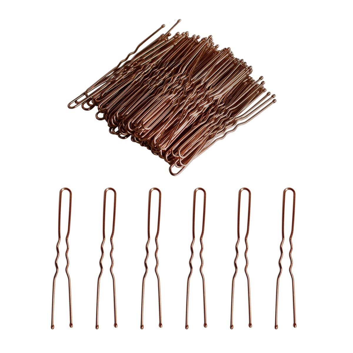 100 PCS Invisible Wave Hairgrip U Shaped Hair Pins Kit Large Heavy Duty Brown