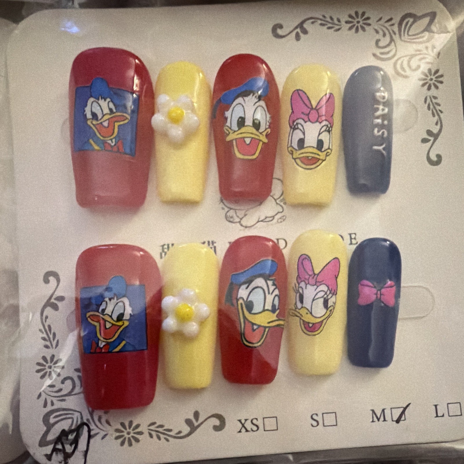 Press-On Nails Size Medium Coffin 3D Cartoon Full Cover Pre-Designed