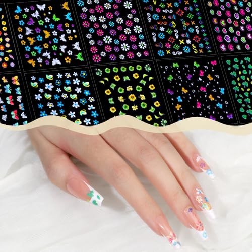 Nail Stickers for Girls, 30 Sheets Cute Kids Nail flower/star/heart/butterfly