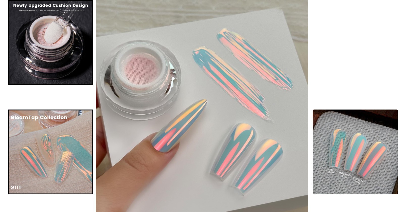GleamTap Cushion Aurora Nail Powder GT111 Afterglow – Mermaid Chrome Glitter