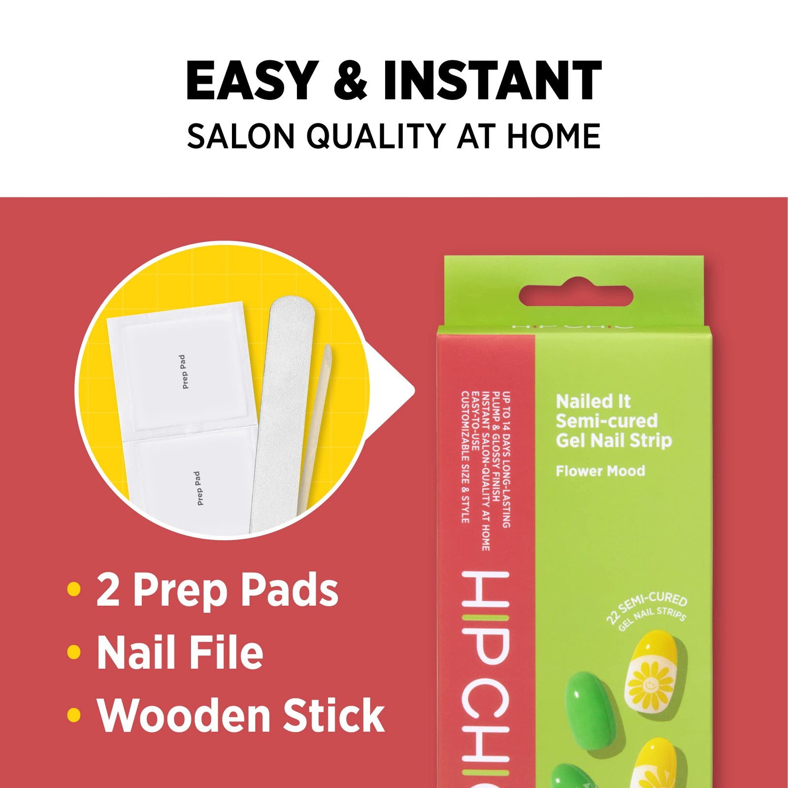 Hip Chic Nailed It Semi-cured Gel Nail Strip, Flower Mood, 22 Strips