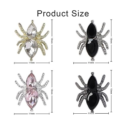 20 Pcs Halloween Nail Charms 3D Alloy Spider Nail Art Charms Metal Nail