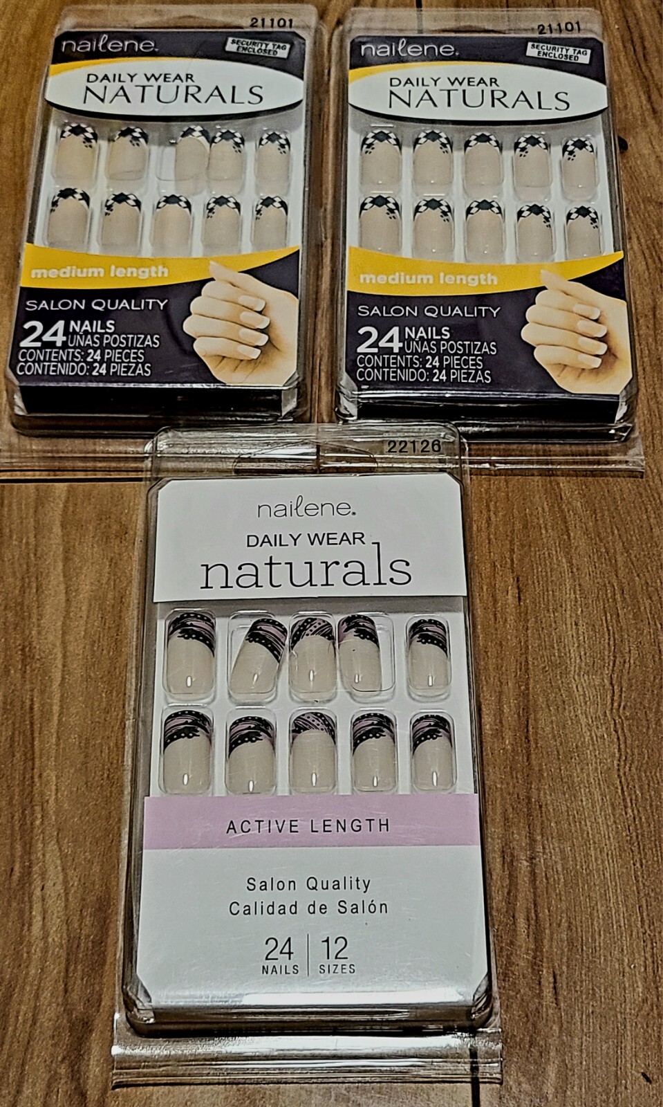 3x Stylish Print Nailene Daily Wear Naturals Active Length Salon Quality Nails😊