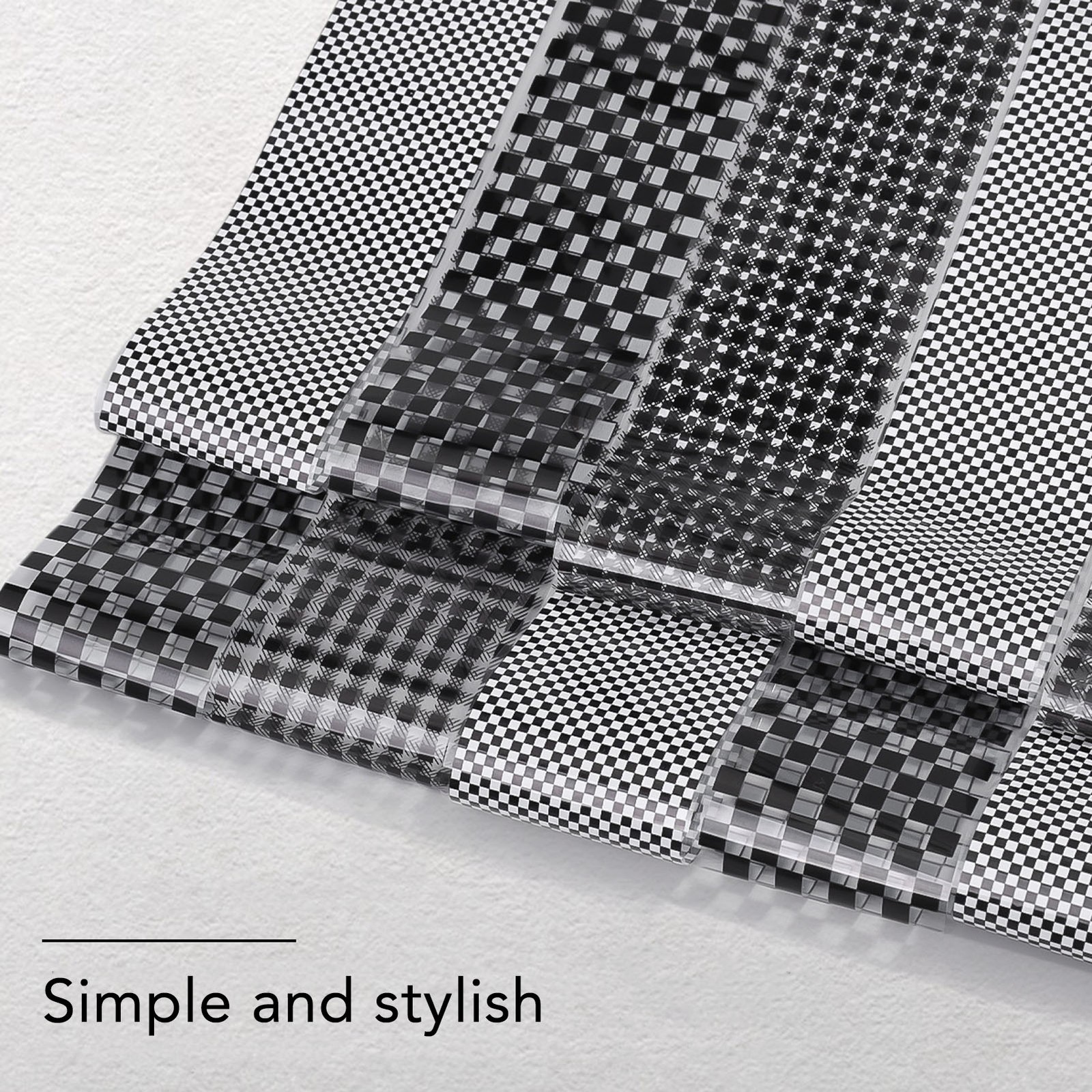 NEW 1 Box Black White Plaid Nail Art Sticker Simple Stylish Safe DIY Nail Art