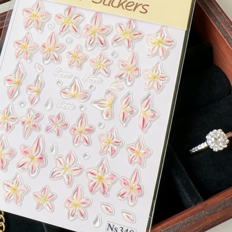 Chic 5D Floral Nail Stickers With Shell Glow Finish Quick And Easy To Use