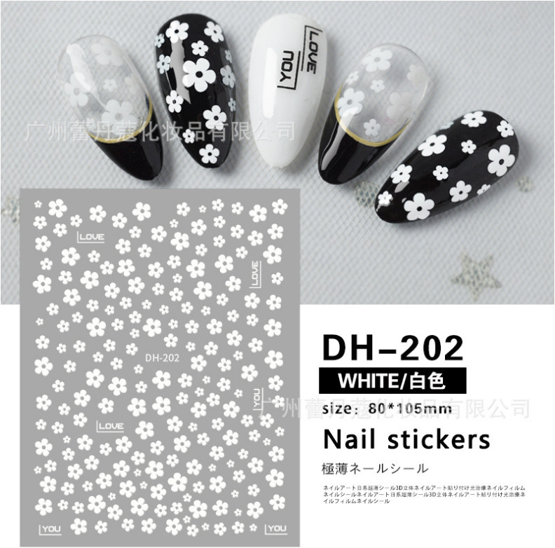 3D Nail Stickers Art DIY Designs Waterproof Decal Manicure Daisy Flowers NS17