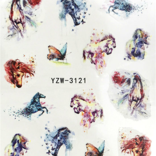 Multicolor Horse Butterfly PVC Nail Art Decoration Stickers #854-3121