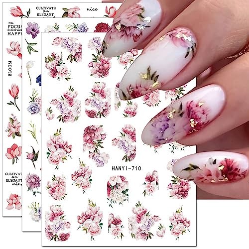 8 Sheets 3D Flower Nail Stickers – Spring & Summer Colorful Floral Nail Art