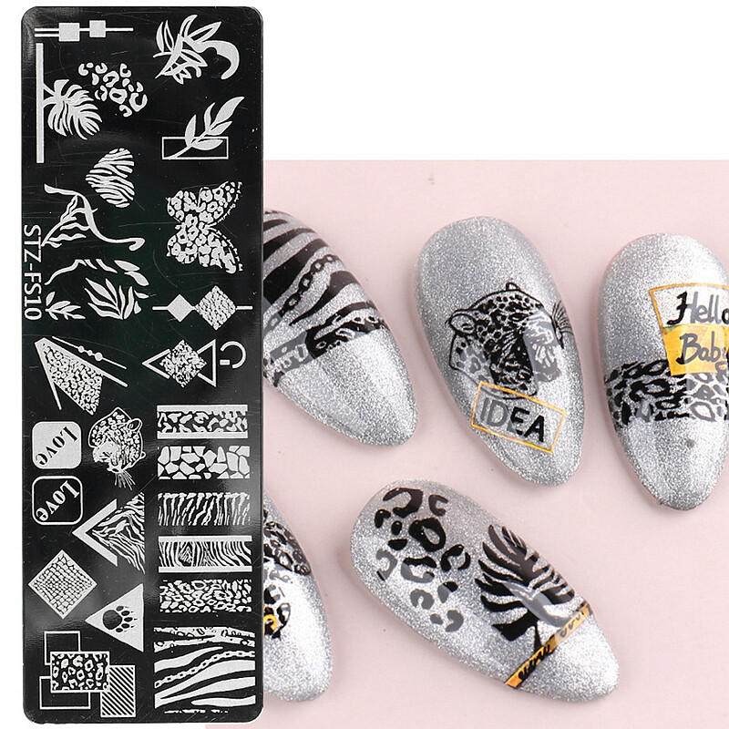 Leopard Pattern Nail Art Stamping Plate Zebra Print Metal Nail Plates Geometry