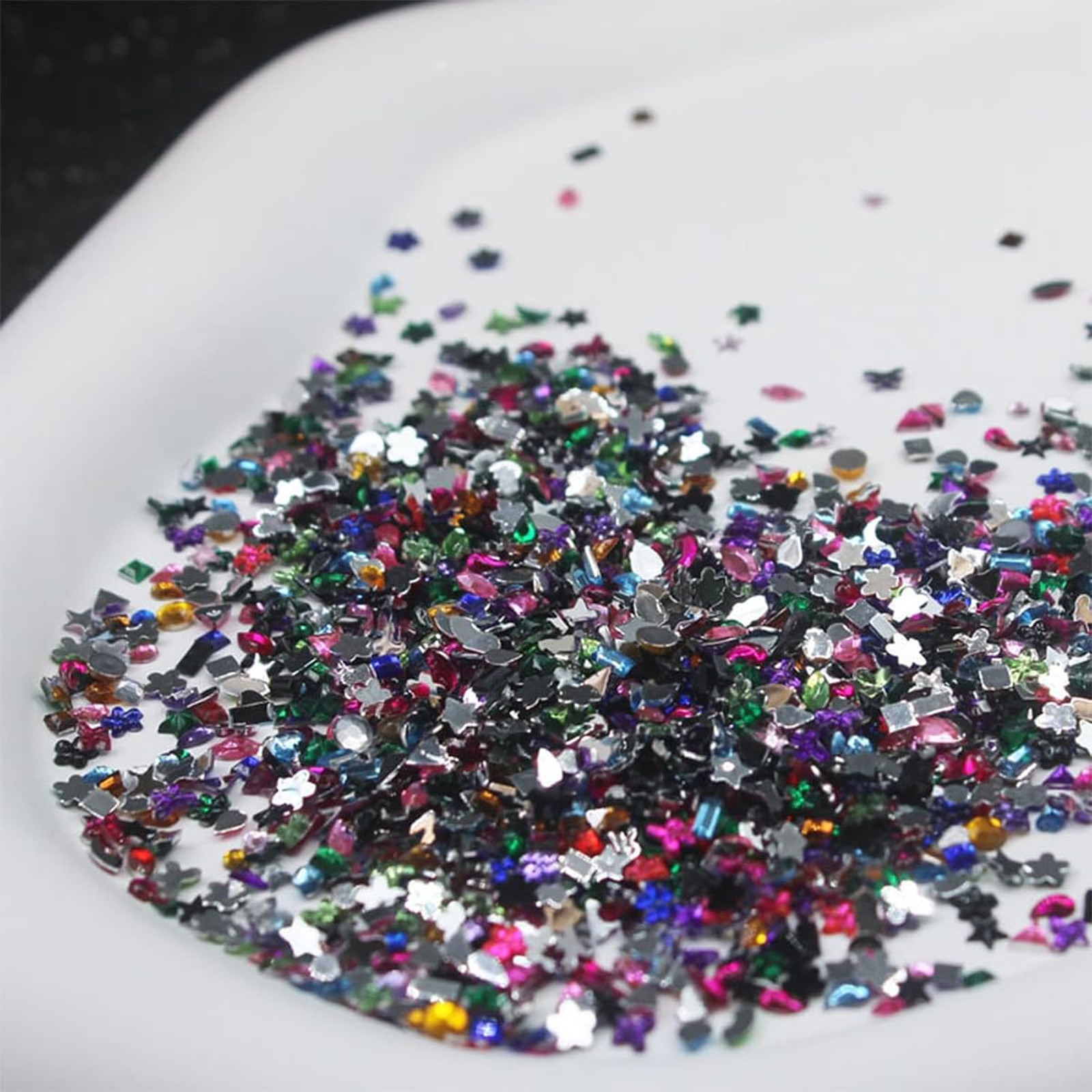 Colorful Nail Charms 3000Pcs 3D French Nail Rhinestones Gems Glitter Nail Art