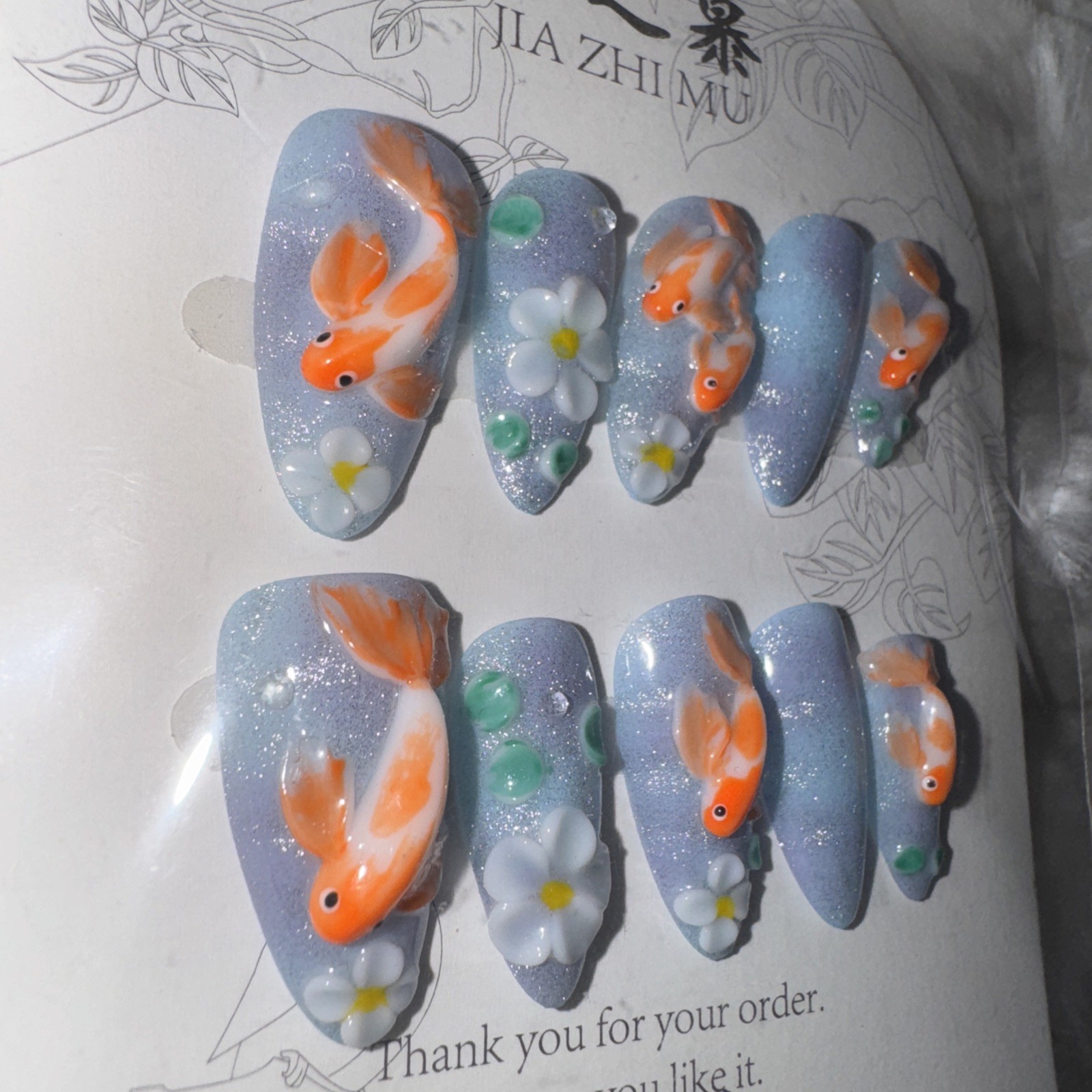 4 Packs Of 10pcs Almond Press On nails | 3D Unique Designs| Size M | Reusable (7