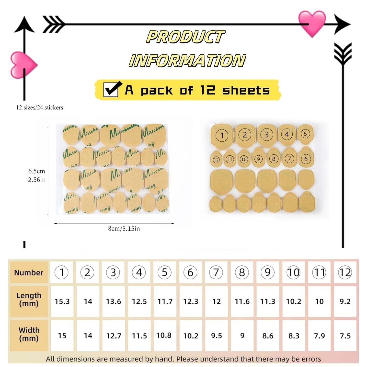 288Pcs Nail Adhesive Tabs for Fake Nails Nail Glue for Press Ons with 0.3Mm Ultr