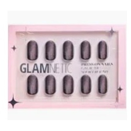 Glamnetic Galactic Press On Nails Short Round Black Glitter Cat Eye New in Box