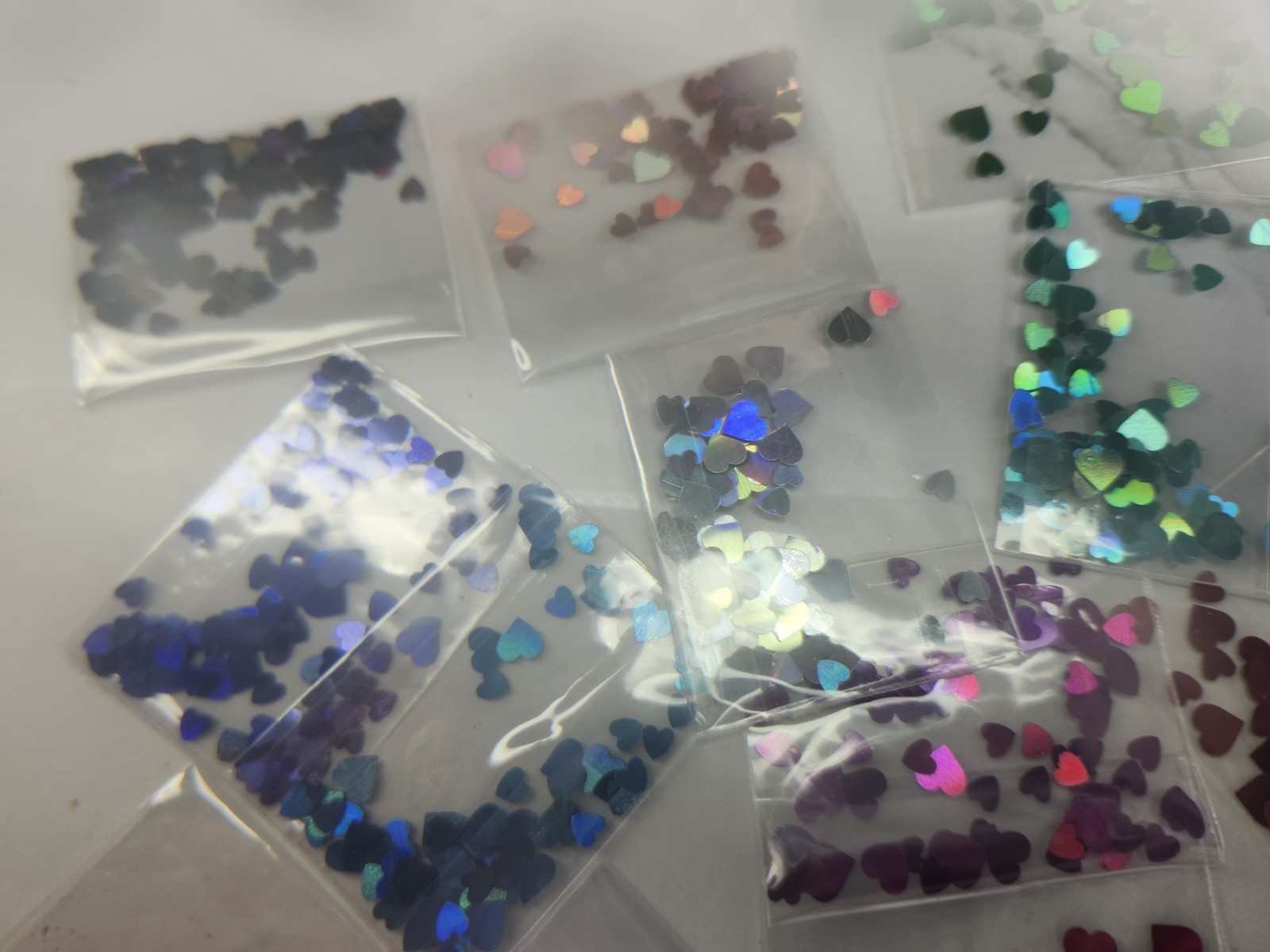Holograpgic Hearths Solvent Resistance Glitter Nail Art, 12 Minibags For $5