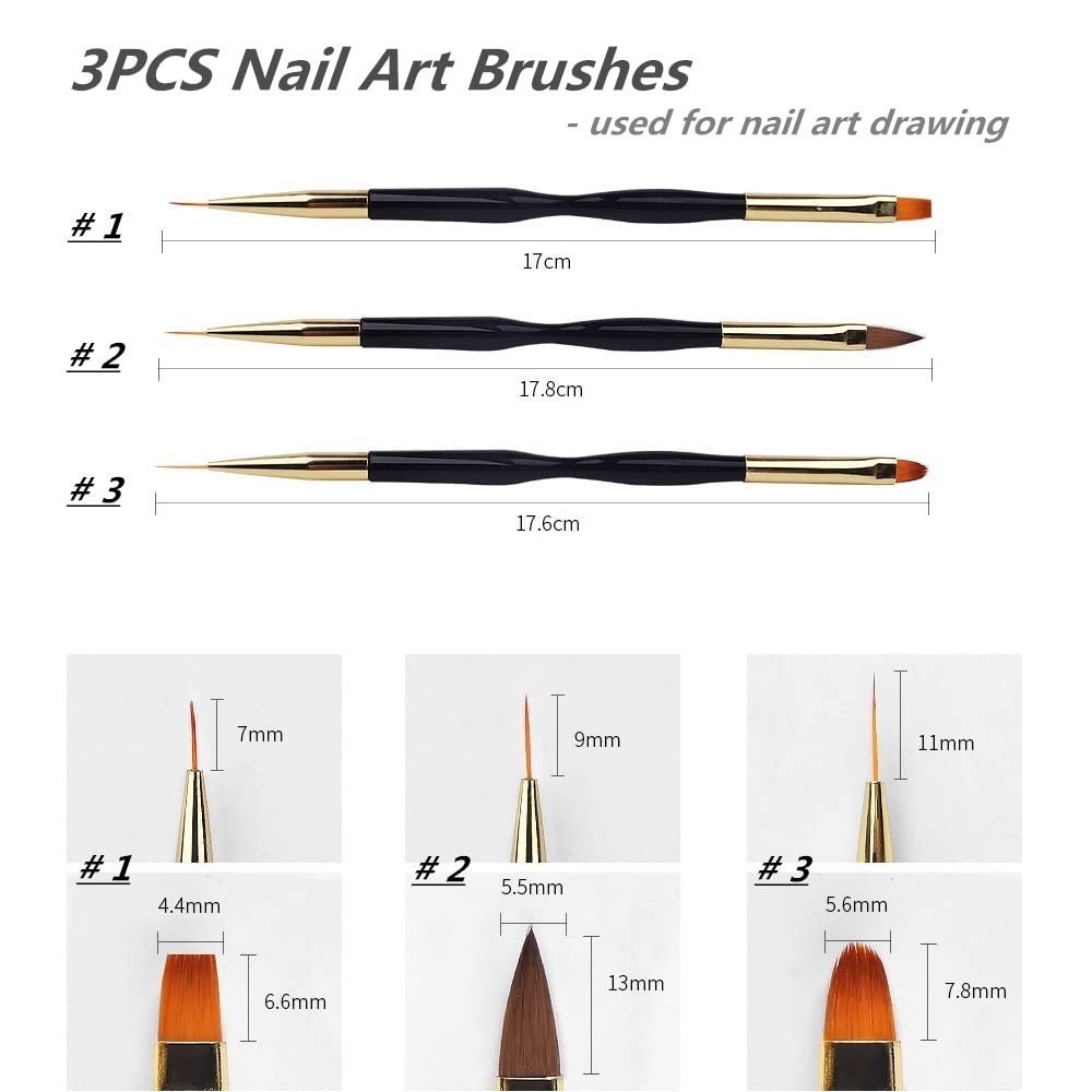5PCS Dotting Pens with 3 PCS Nail Painting Brushes, Double Ended Brush and Do…