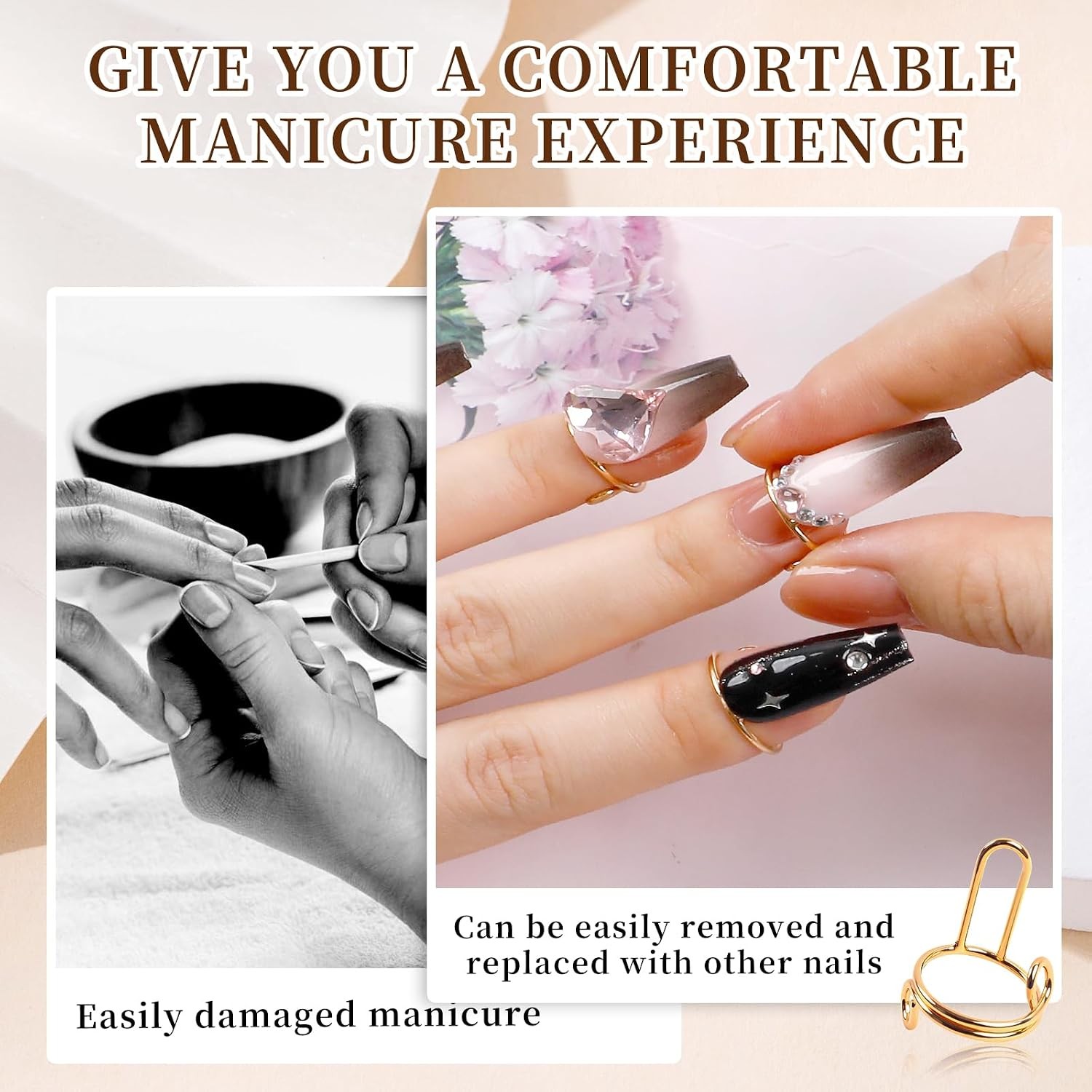 20Pcs Wudu Nail Rings with 120PCS Adhesive Nail Tabs Fingernail Rings Set