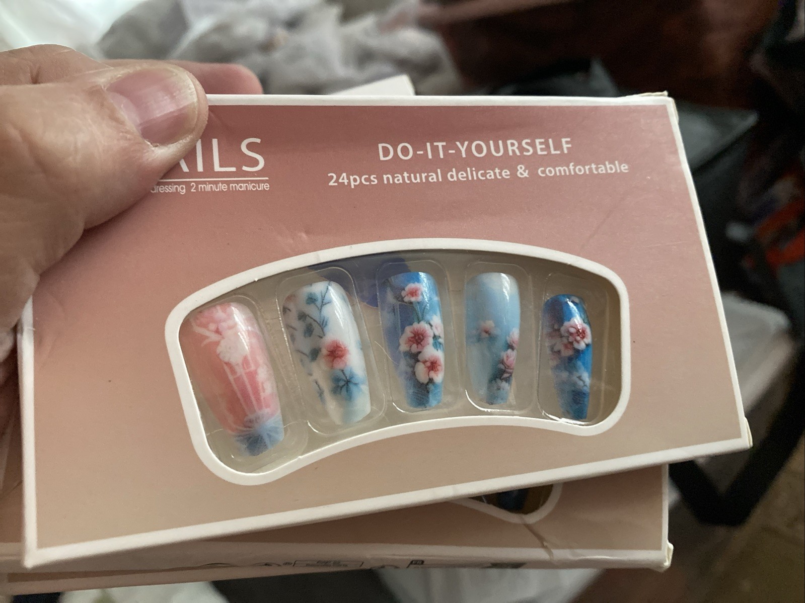 Blue Sky Asian Garden Nail Tips 24pcs Finished Boxed With Glue & Tabs Nails