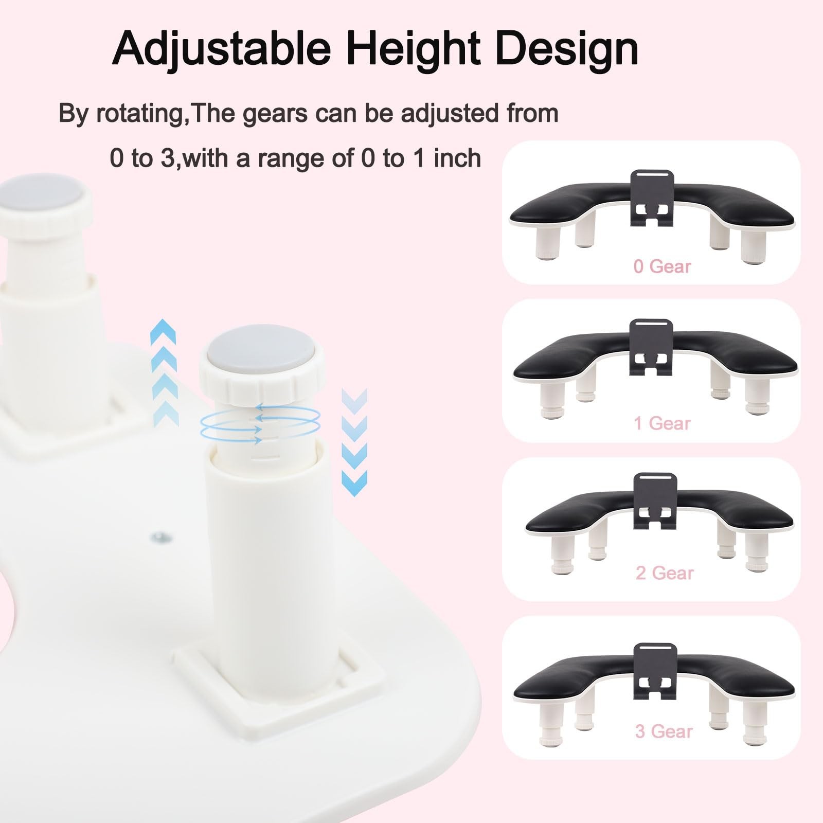 U Shaped Manicure Nail Hand Rest Arm Stand Pillow W/ Table Mat Phone Holder