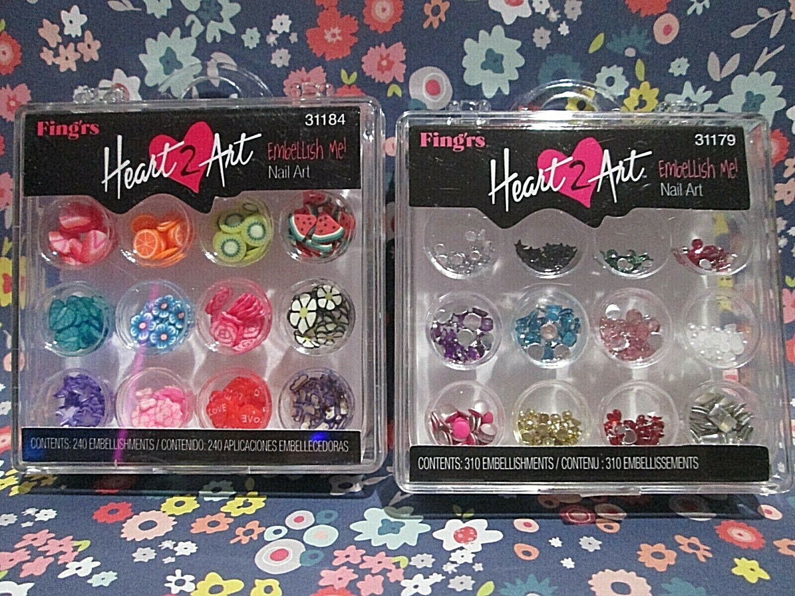 2 Boxes – Fing’rs Heart 2 Art Nail 3D Art Decoration Cute Glitter Embellishments