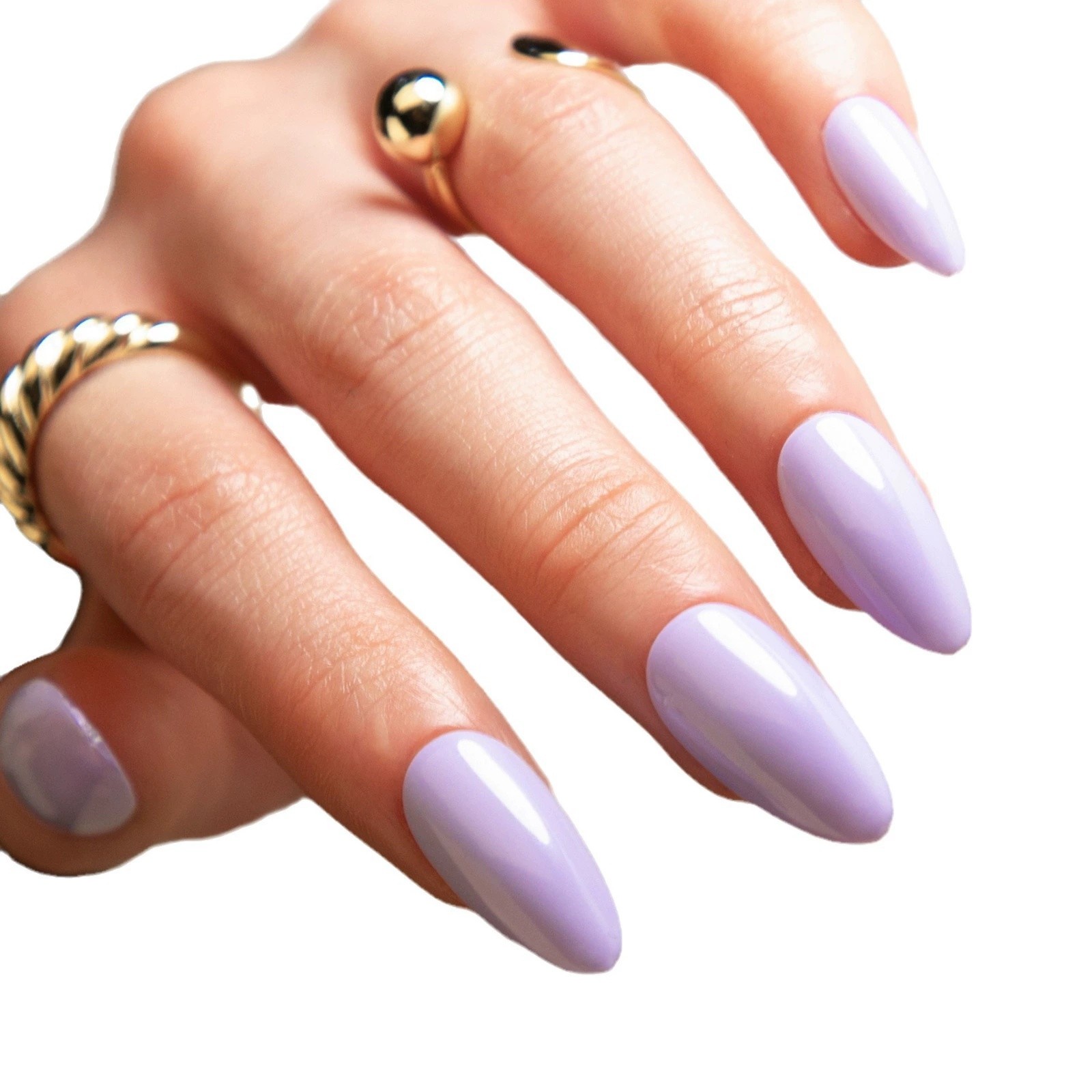 24Pcs Short Almond Nude Press On Nails Glossy Full Cover Fake Nails Reusable