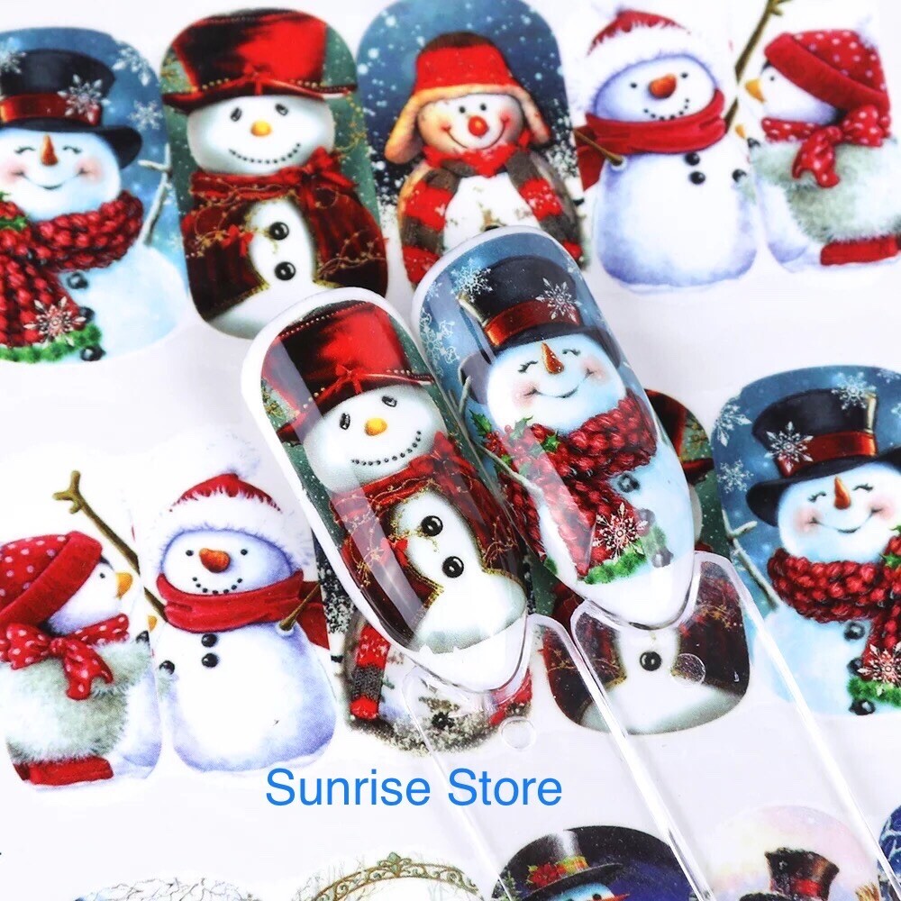 3 Sheets (random) Nail Art Water Transfer Sticker Christmas Santa Snowman Decal