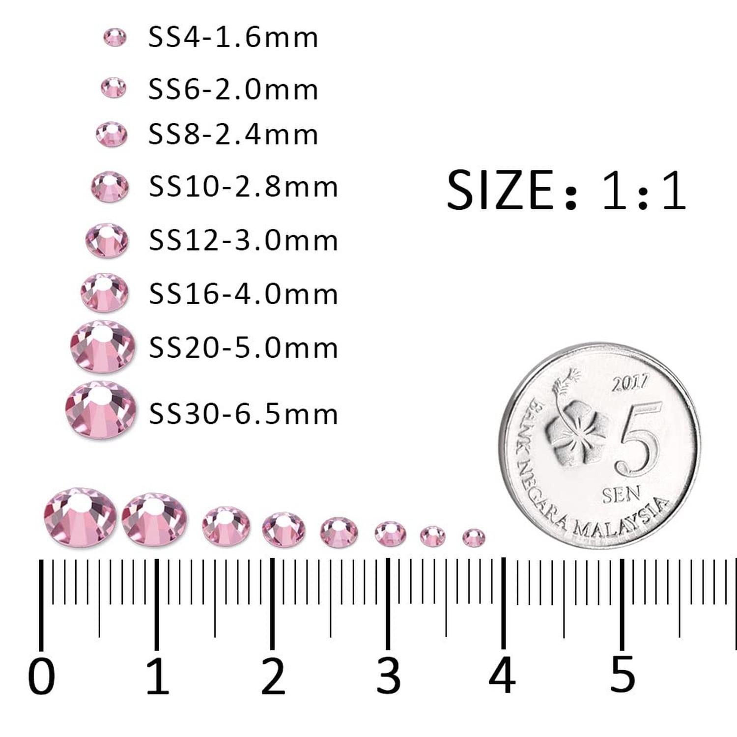 1440Pcs Light Pink Crystal Rhinestones,Glass Flatback Rhinestones Gemstones S…