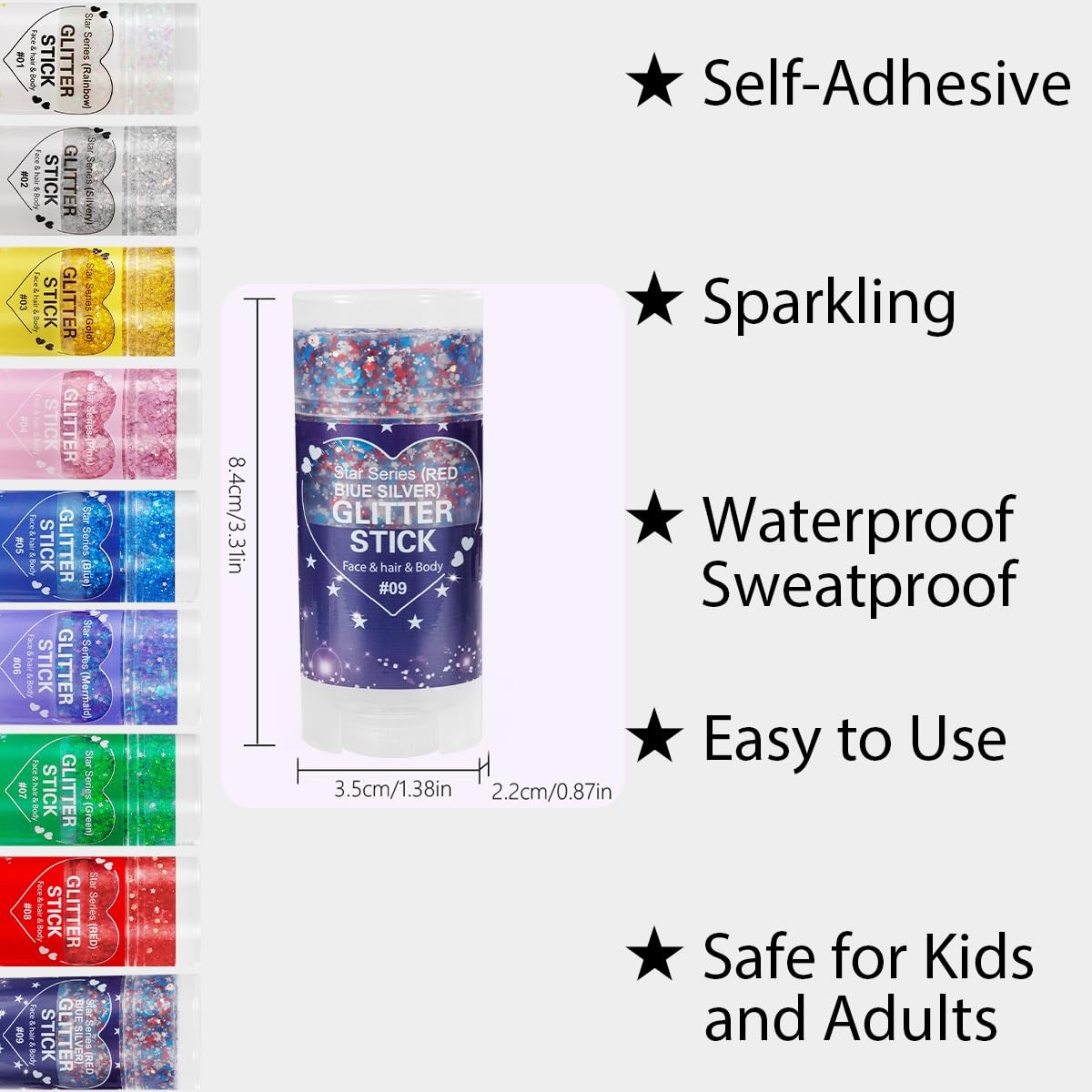 Patriotic Red White and Blue Body Glitter Stick,4Th of July Accessories,Sparklin