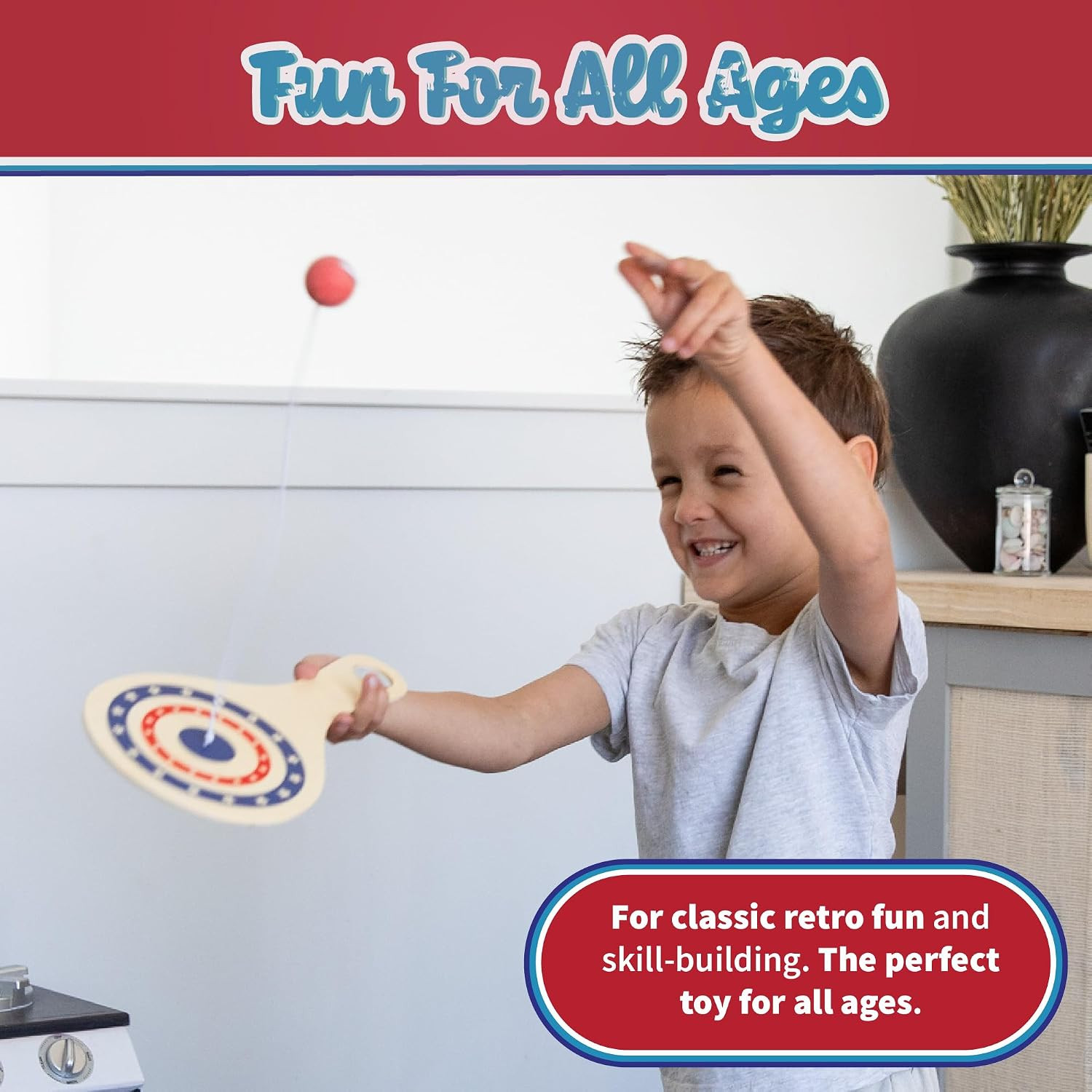 Way Back Toys Paddle Ball, Game of Steady Hands and Skill