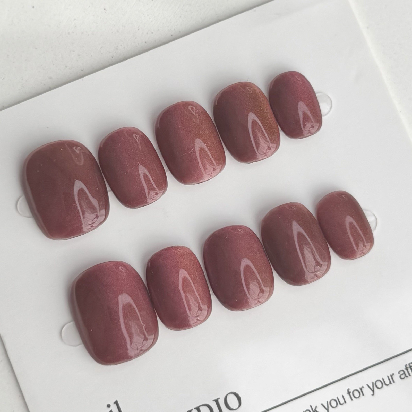 Handmade High Quality Press-On Nails Short Squoval SizeM Reusable Fake Nail