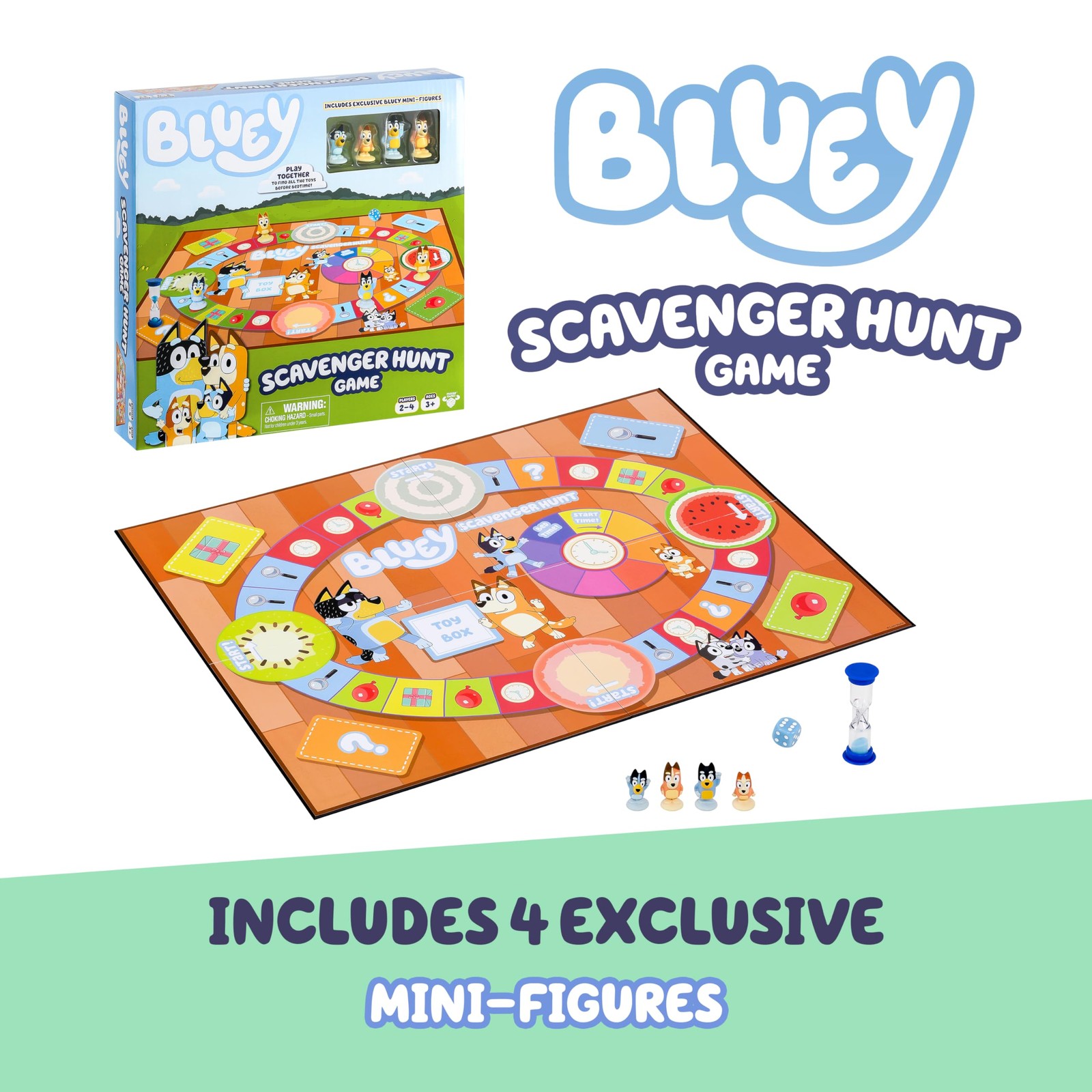 Bluey Scavenger Hunt Board Game, Cooperative Play with 4 Klein, Multicolor