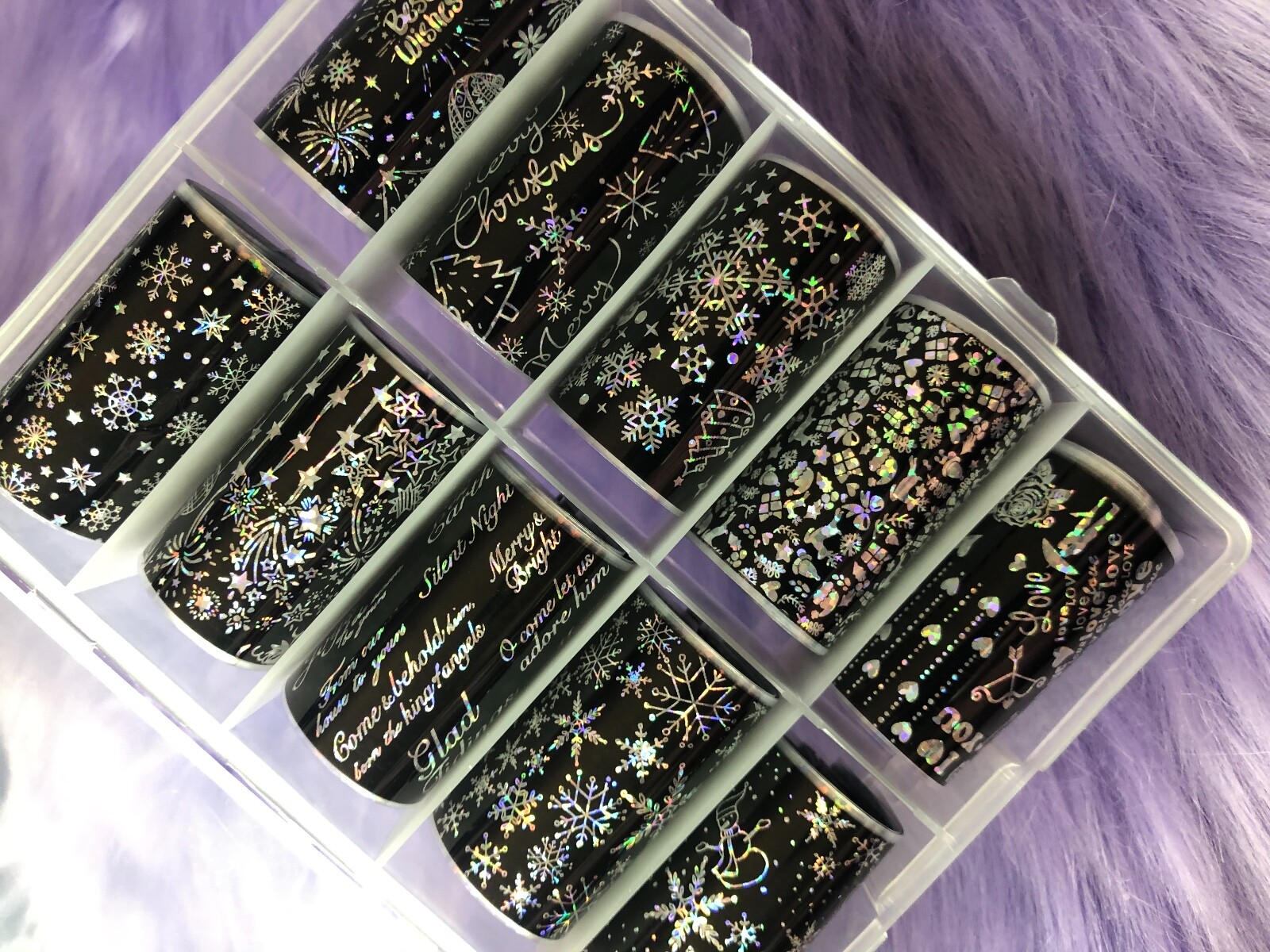 Nail Foil Transfer Decals – New – Black Winter Print – Transfer Foils
